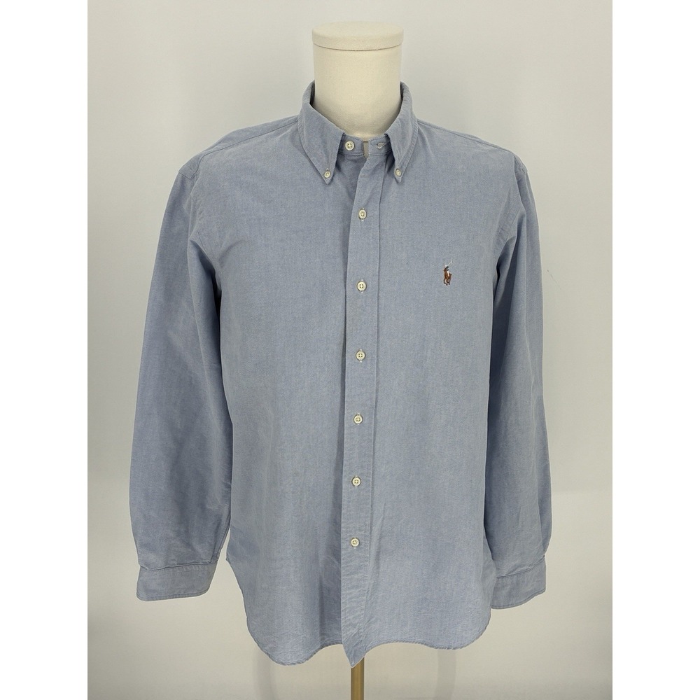 Ralph Lauren Men's Blue XL Oxford Button Down OCBD Shirt Pony Polo Long Sleeve